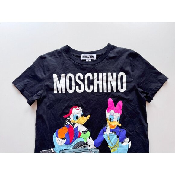 H&M x MOSCHINO x Disney Black Cotton Donald & Daisy Duck T-Shirt, Size S - Picture 5 of 11